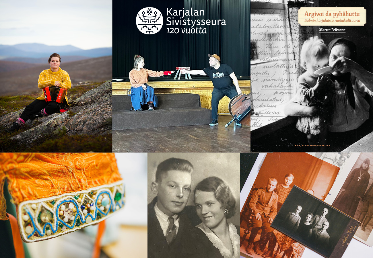 Karjalan Sivistysseuran juhlavuoden ohjelmaa kuvakollaasina.
