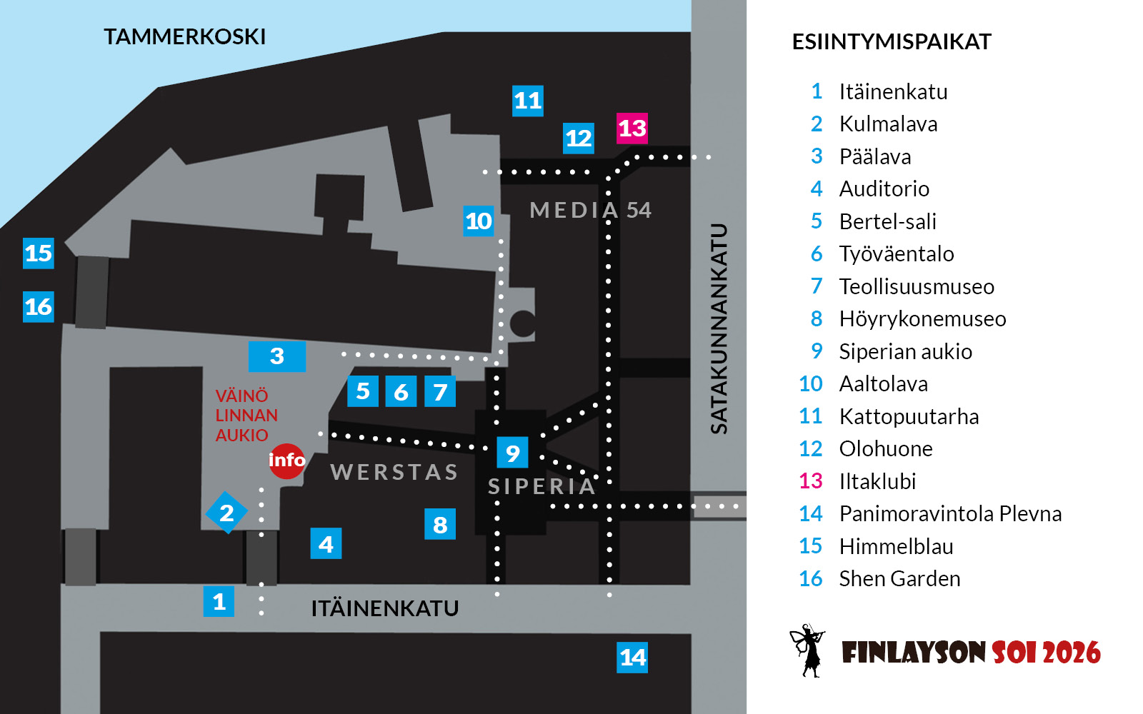 Festivaalialueen kartta